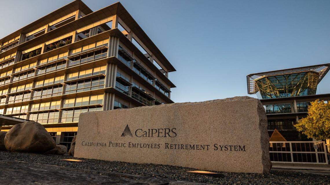 The California Public Employees’ Retirement System, or CalPERS, headquarters buildings in downtown Sacramento are photographed on Sept. 16, 2021.